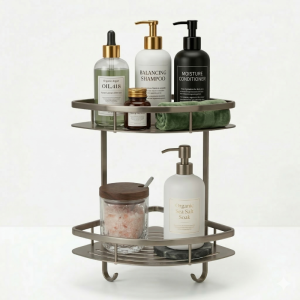 מתלה אחסון פינתי 2 קומות לאמבטיה