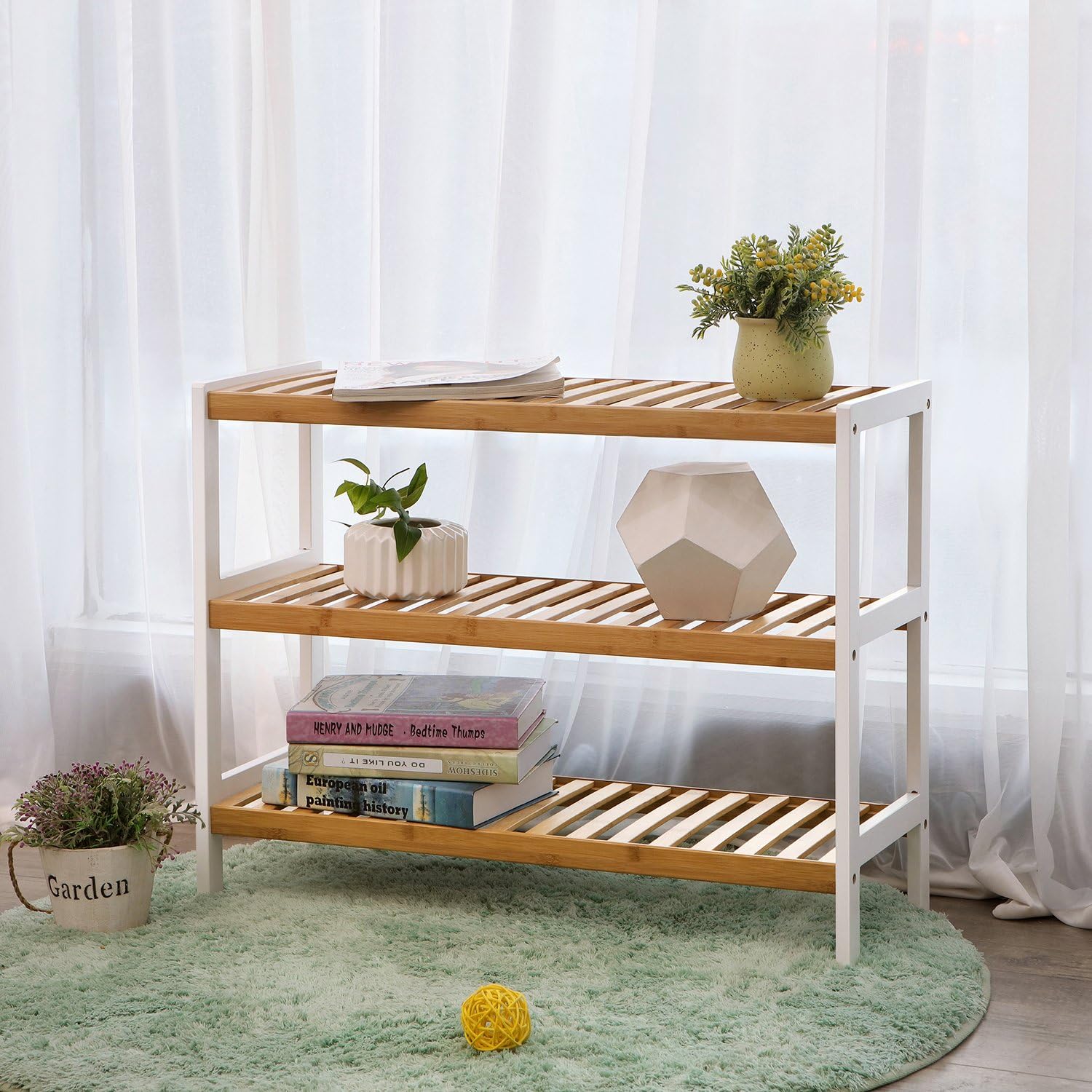 ארגונית מדפים מעוצבת עם 3 מדפים רחבים – תמונה 2