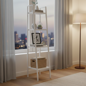 ספריית סולם מעוצבת בסגנון מודרני לבנה